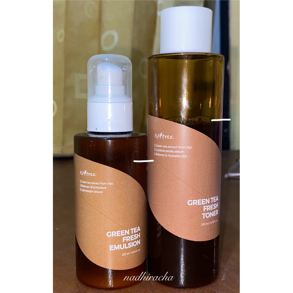 [preloved] isntree greentea fresh toner dan greentea fresh emulsion (moist)