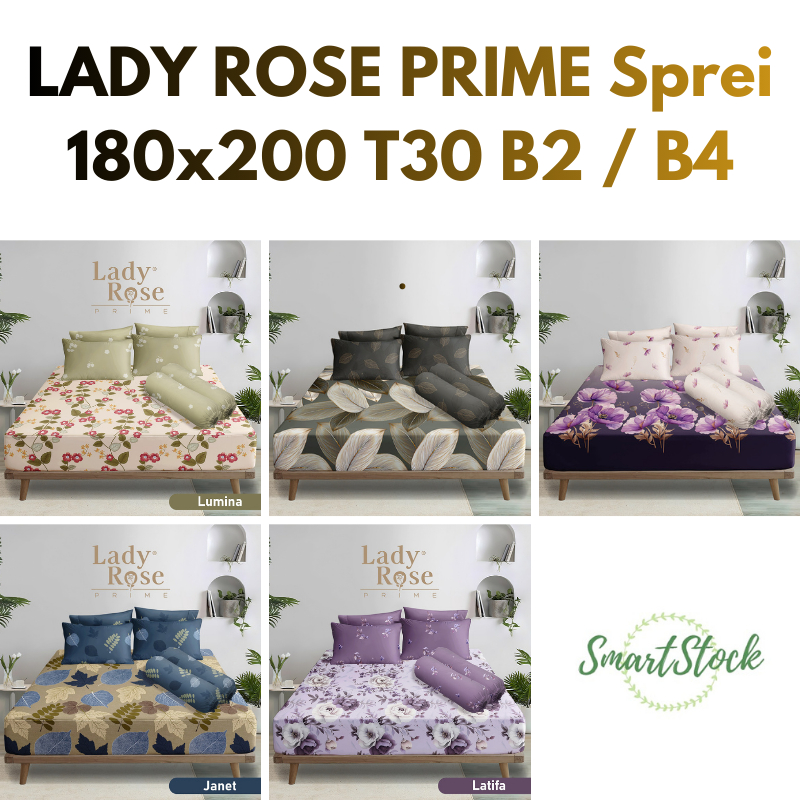 Ss Sprei Lady Rose Prime 180 B2 B4 Motif 180X200 T30 Seprai King Size No 1 180x200cm 180x200x30 cm