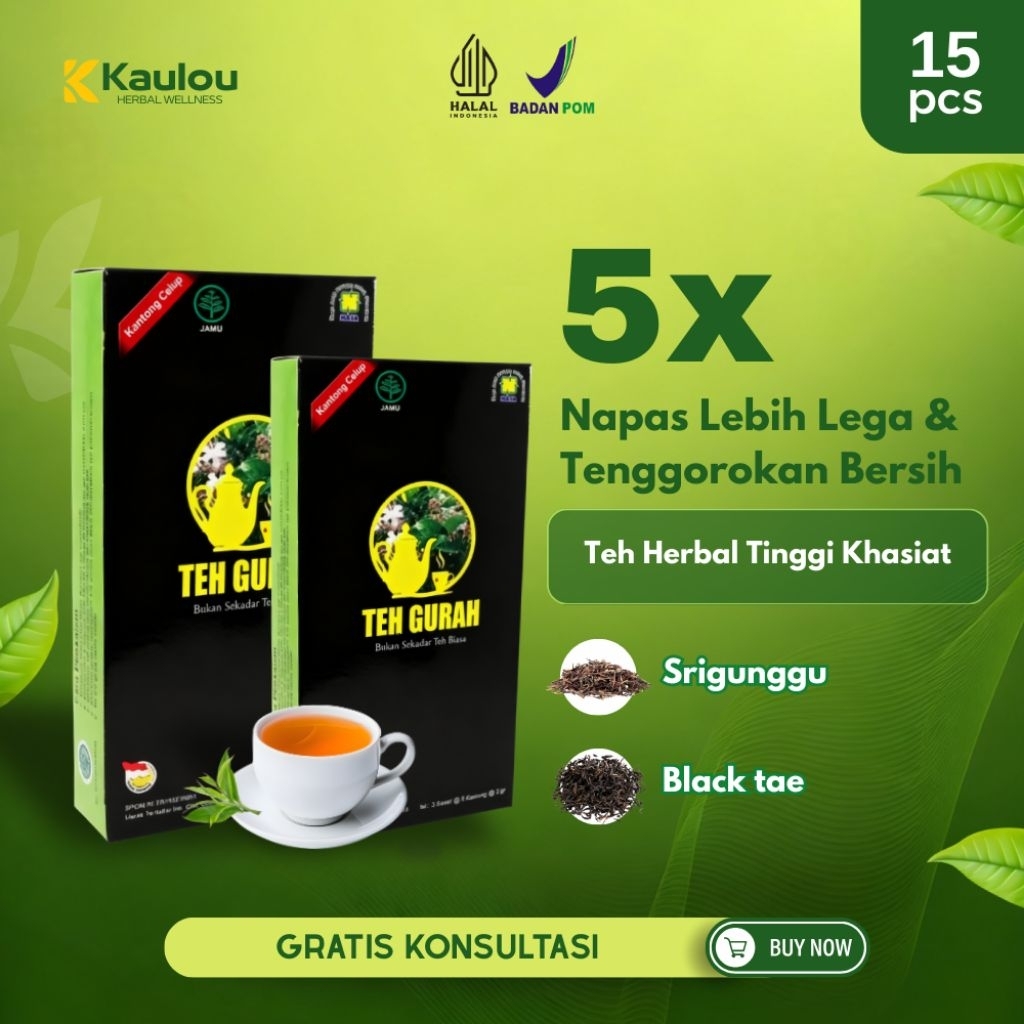 Teh Gurah NASA Original Isi 15 Sachet - Solusi Batuk Berdahak, Sinusitis & Asma Herbal Alami Untuk L