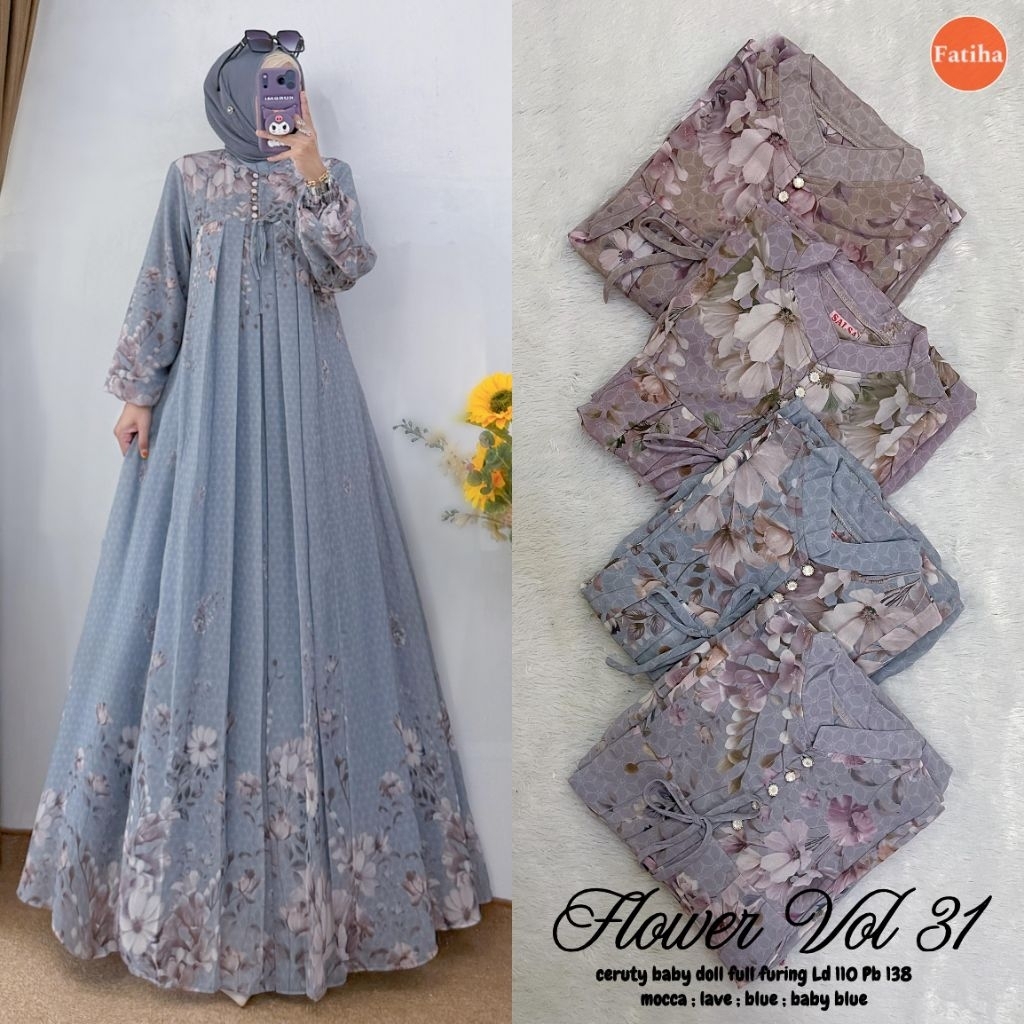 flower dress ceruty mewah brukat by fatiha gamis lebaran dress mewah gamis motif bunga gamis silk ga