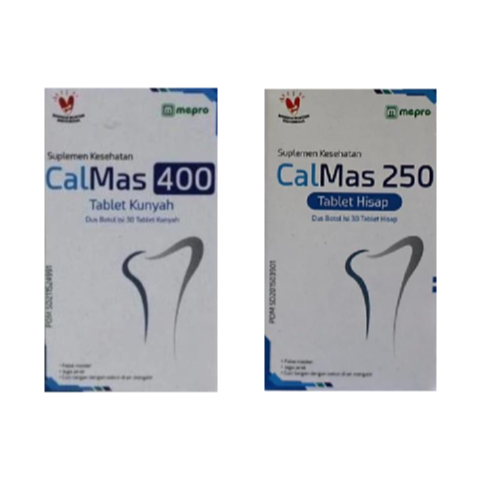Calmas 400 / Calmas 250 Tablet Kunyah - Vitamin Kalsium Pertumbuhan Tulang & Peninggi Badan Anak
