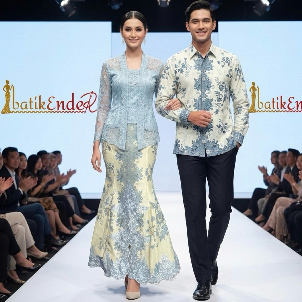 Rok Batik kebaya warna ice blue duyung mermaid ekor bahan katun primis tidak menerawang