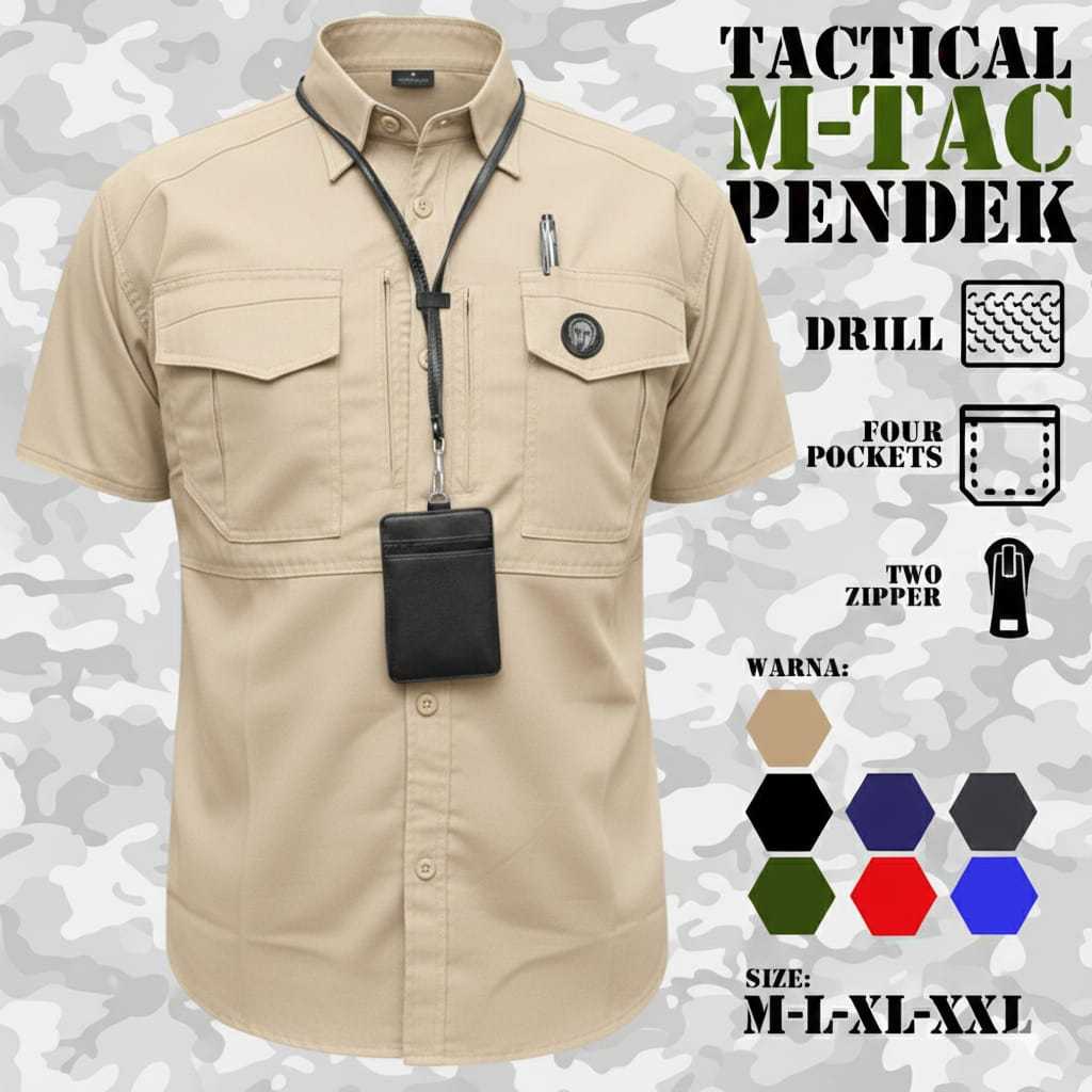 Kemeja Pendek M-TAC American Drill Katun Premium Tactical Saku