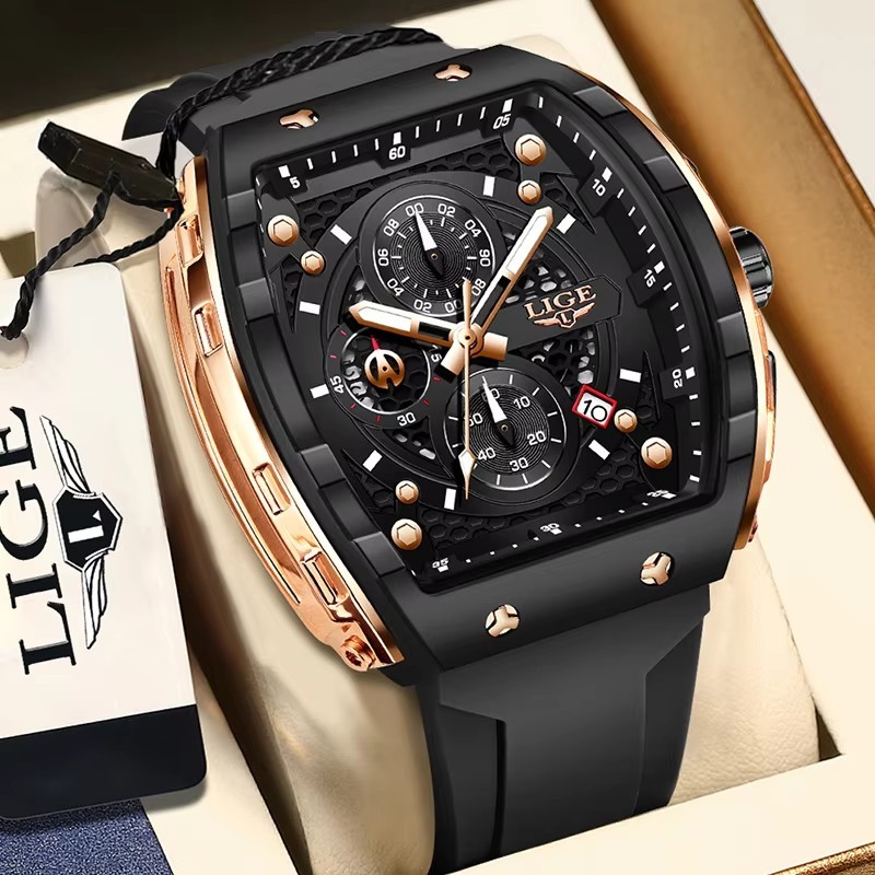 ORIGINAL LIGE JAM TANGAN PRIA ANTI AIR SPORTS WATCH SILICONE CALENDAR LUMINOUS WATERPROOF