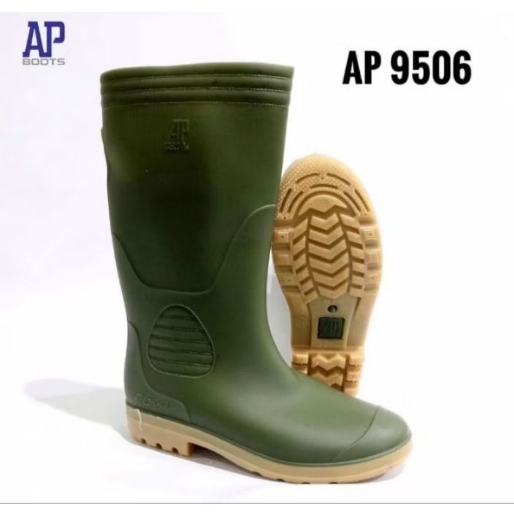 Terbaru Terlaris - AP Boots Pria 9506 Hijau Size 38-43 Sepatu Boots Pria Sepatu AP Boots Bahan Karet