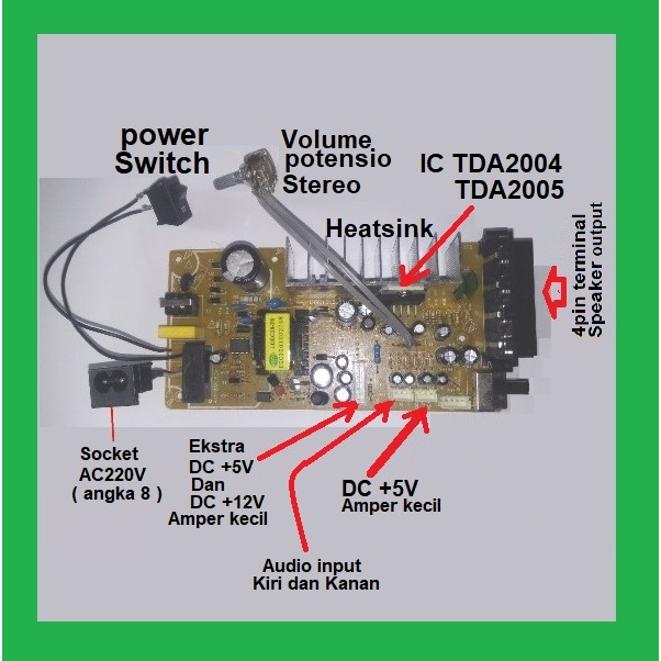 Power Amplifier Stereo TDA2004  TDA2005 Ampli PMPO AX80 Watt pakai AC220V PLN Langsung