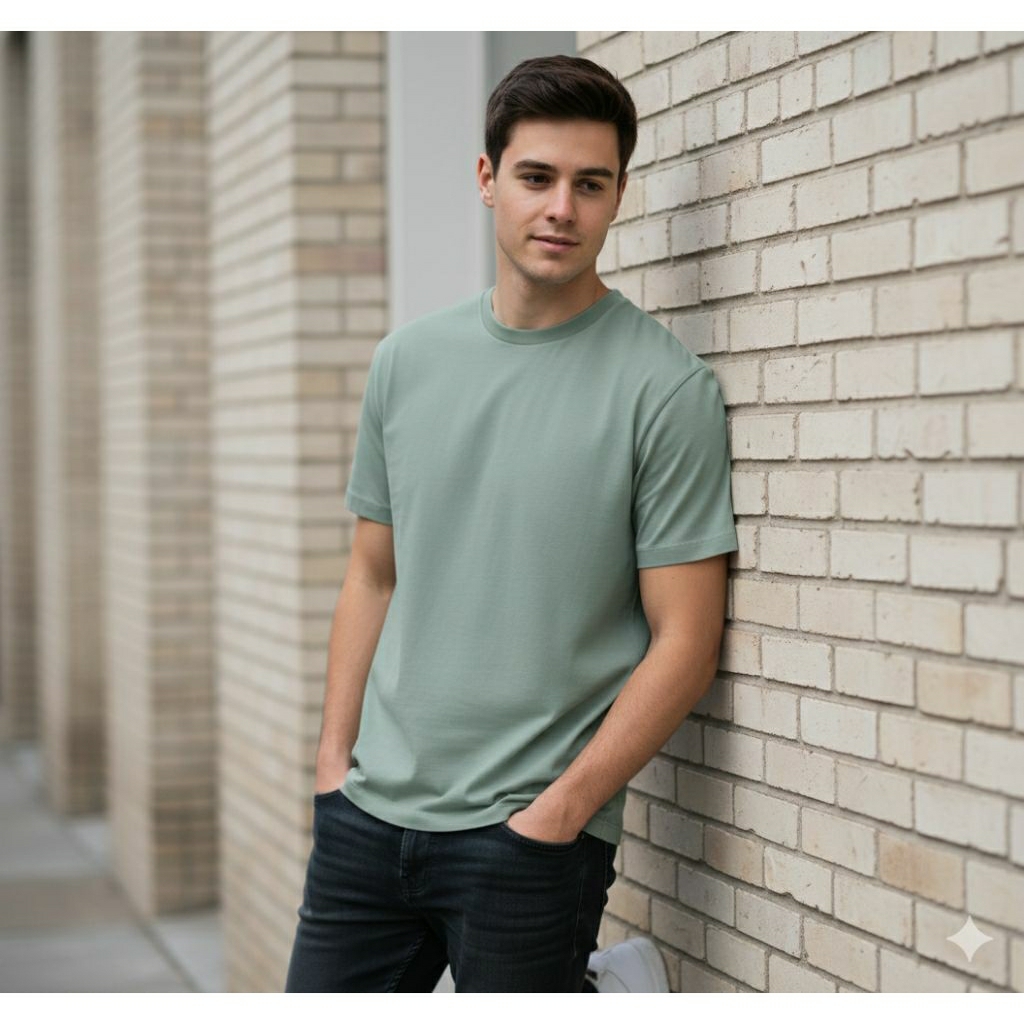 BROCREZ - Reguler Tshirt polos green Sage - Kaos