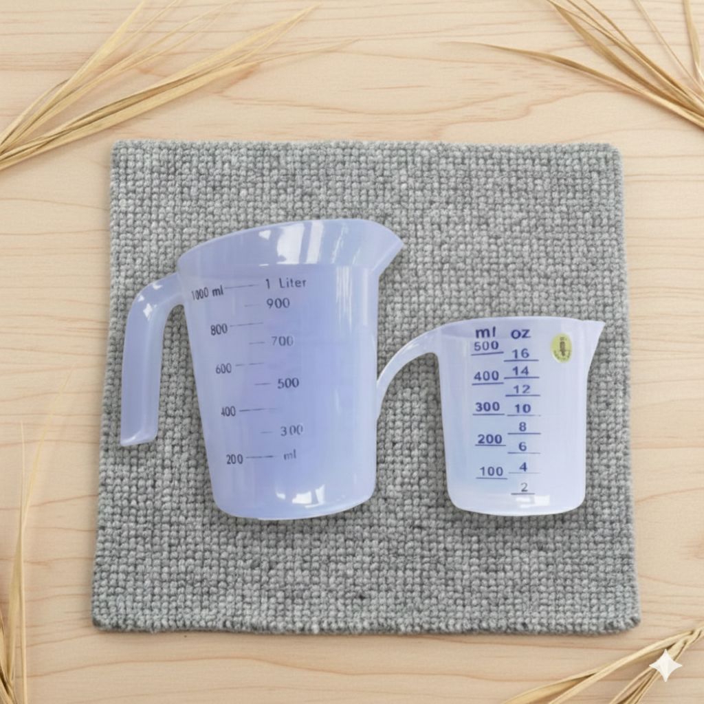 Gelas  Takar/Ukur 1 Liter (1000 Ml) dan (500 Ml) Setengah Liter Plastik Foodgrade