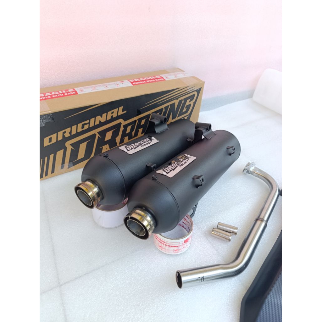 Knalpot standar racing by DR RACING PROJECT 2 bracket (SARFULL/SARTENG) inlet 26-28mm Vario Pcx Nmax