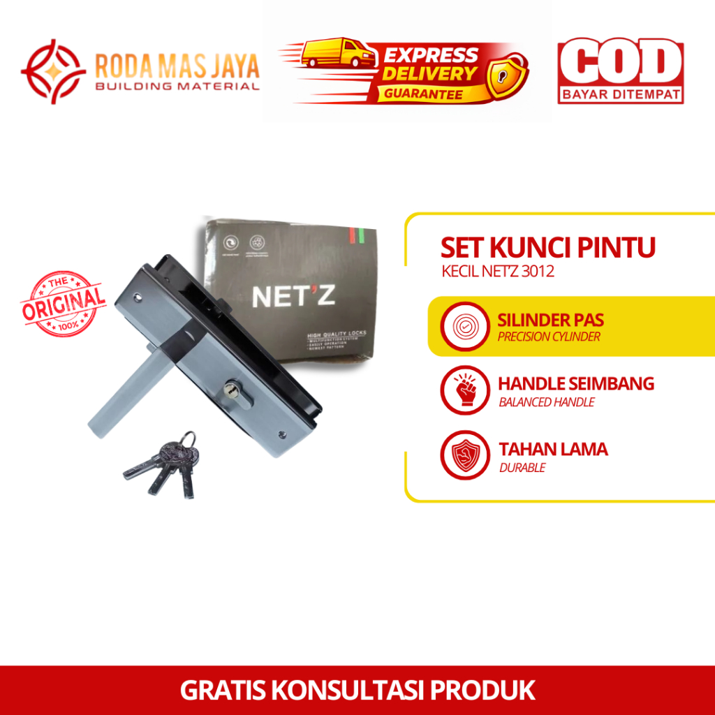 Kunci Pintu NETZ Kecil 3012 / Kunci Pintu Rumah Kecil (1Set)