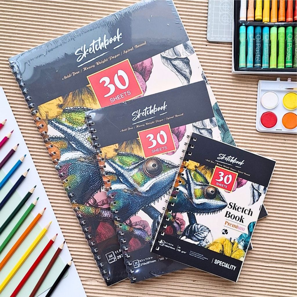 Sketchbook Zumoo Premium Spiral Buku Gambar Sketsa Lukis Tebal 100gsm 30 Lembar A5 A4 A3