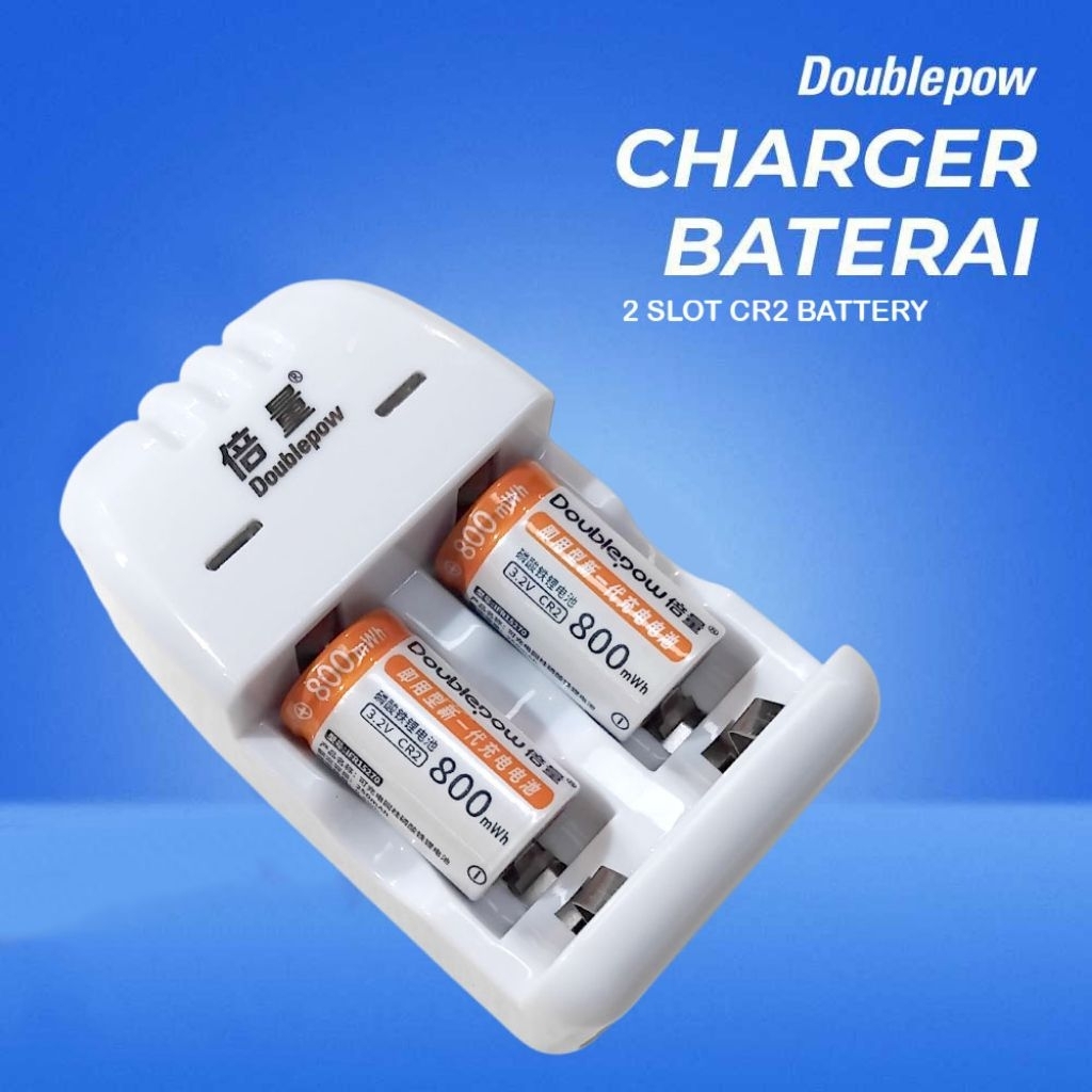 charger + baterai CR 2Bisa untuk baterai CR2, dan cr123