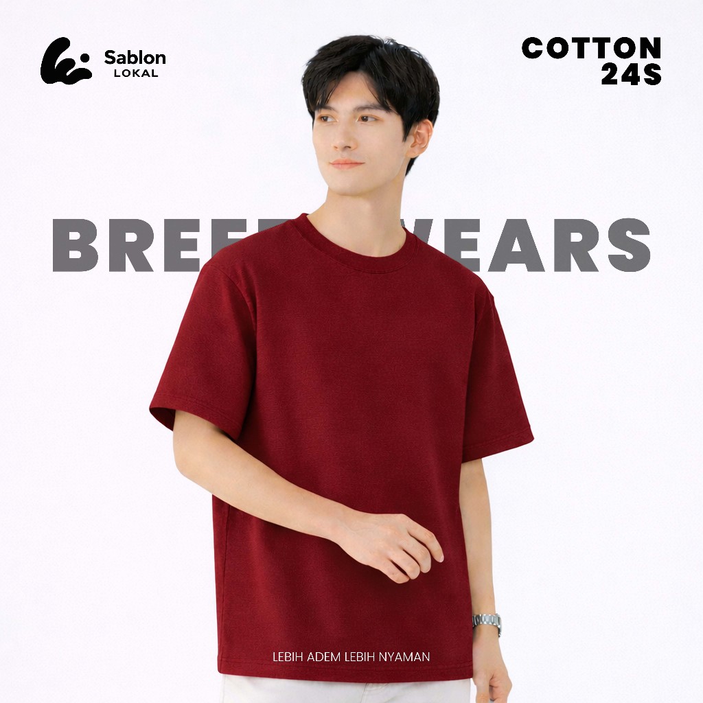 SabLok Breezewear T-shirt Cotton Premium 24s - SabLok MAROON Pria Wanita