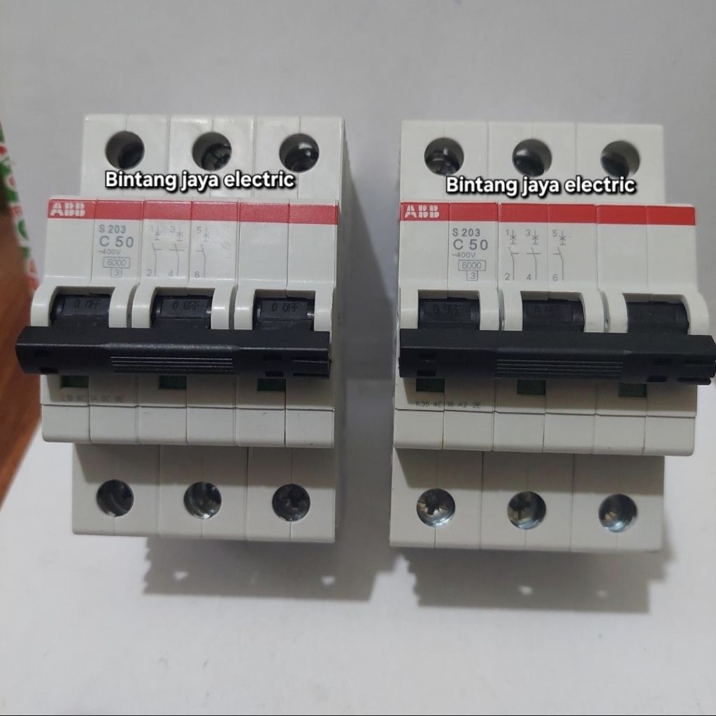 MCB ABB 3PHASE 50A 6kA mcb abb S 203 C 50 3P 50A