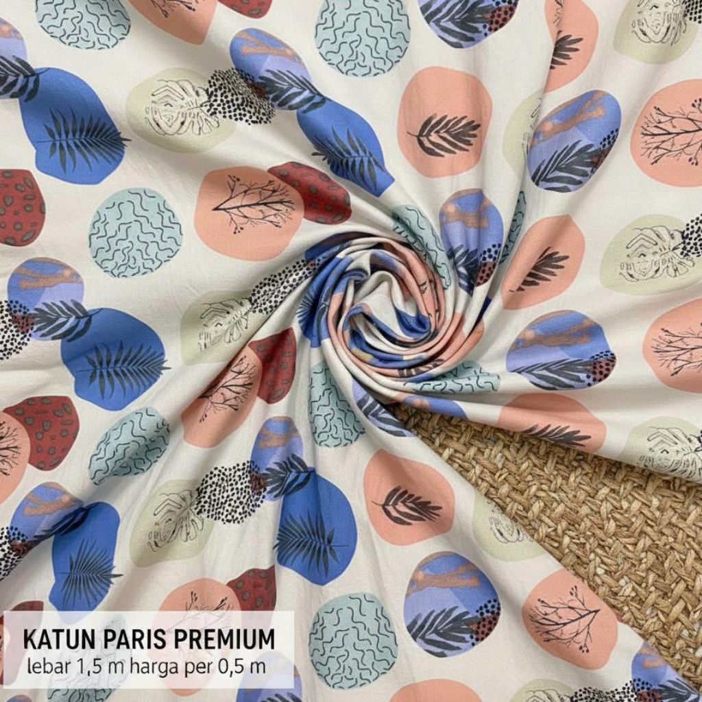kain katun paris premium motif bunga - kain katun motif bunga