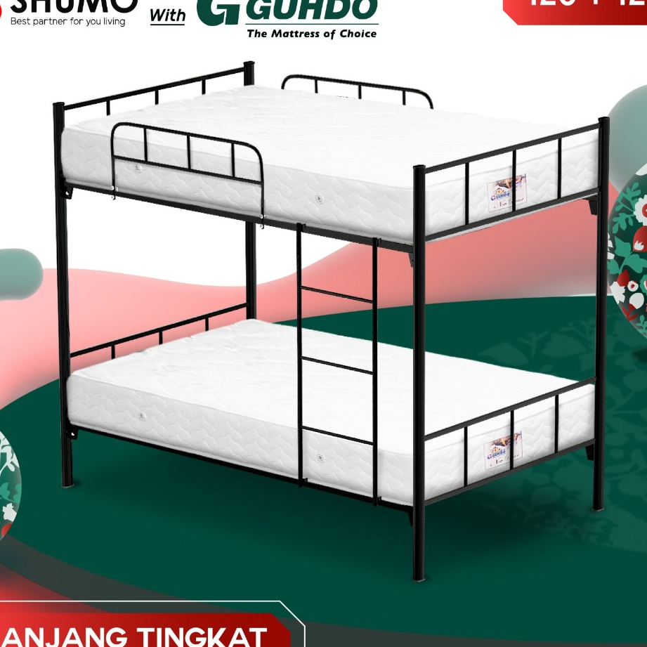 CITRA FURNITURE GUHDO SPRINGBED X SHUMO Ranjang Besi Bunk Bed Tingkat 120 / 120 Spring Bed Full Set