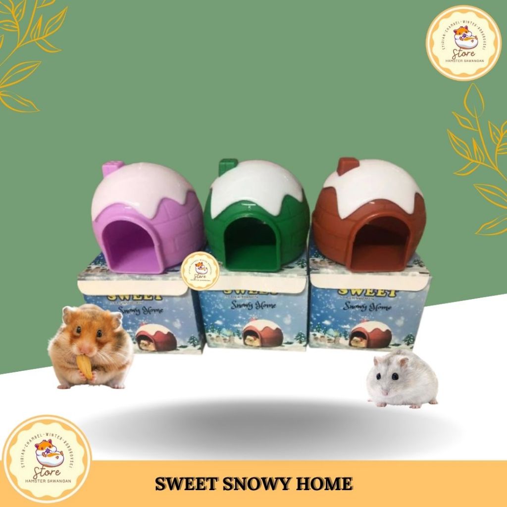 RUMAH HAMSTER SWEET HAMSTER SNOWY HOME DENGAN HIASAN ATAP SALJU