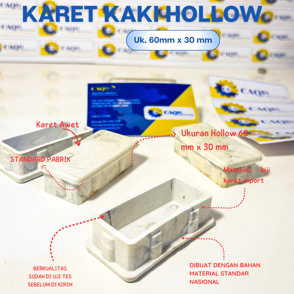 Kaki Karet Hollow 60 mm x 30 mm Alas Kursi dan Meja / Tutup Pipa Besi Kotak