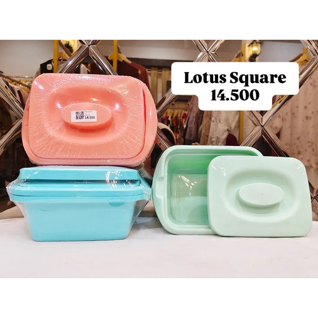 Calista Lotus Square Wadah Saji 700ml - Set Isi 2 Pcs