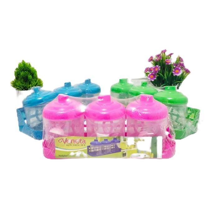Rak Bumbu Isi 3 Pcs toples BONITA Set Rak bumbu Tempel Dinding / Tempat gula teh kopi / Tempat Garam