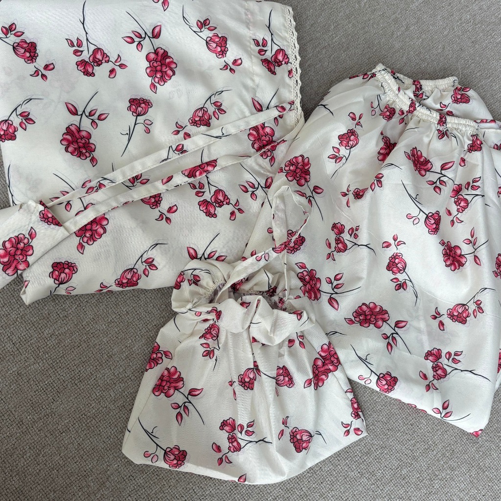 ENID Mukena Dewasa Motif Flowers - Mukenah Satin Renda Daily