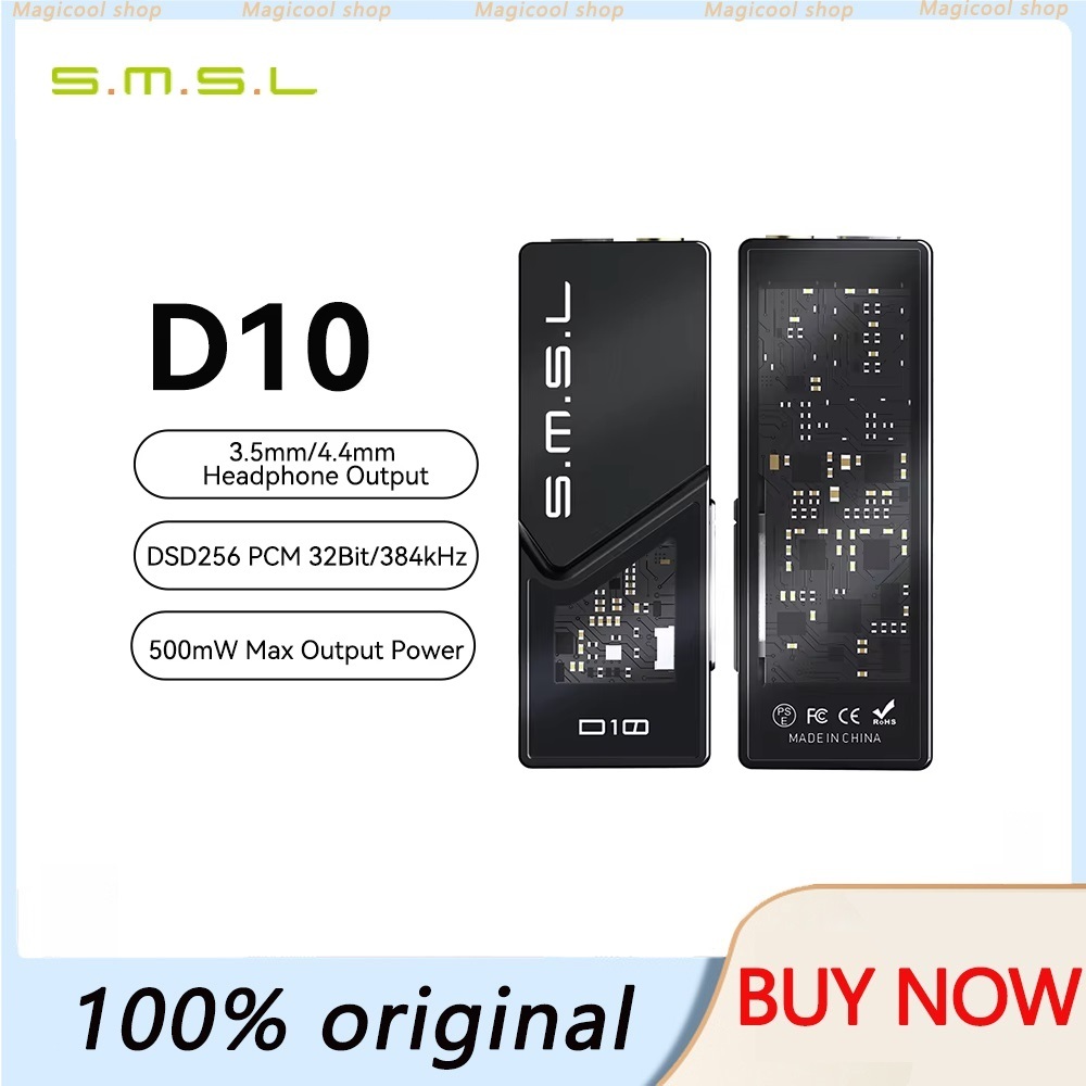SMSL D10 Portable DAC Headphone Amplifier DSD256 32Bit/384kHz 3.5mm/4.4mm Headphone Output