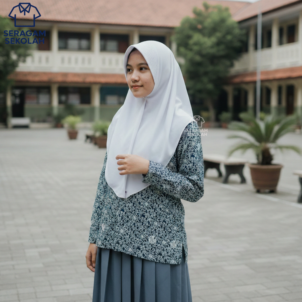 Seragam Batik Sekolah SMA/SMK MOTIF BUNGA RAMPE Lengan Panjang