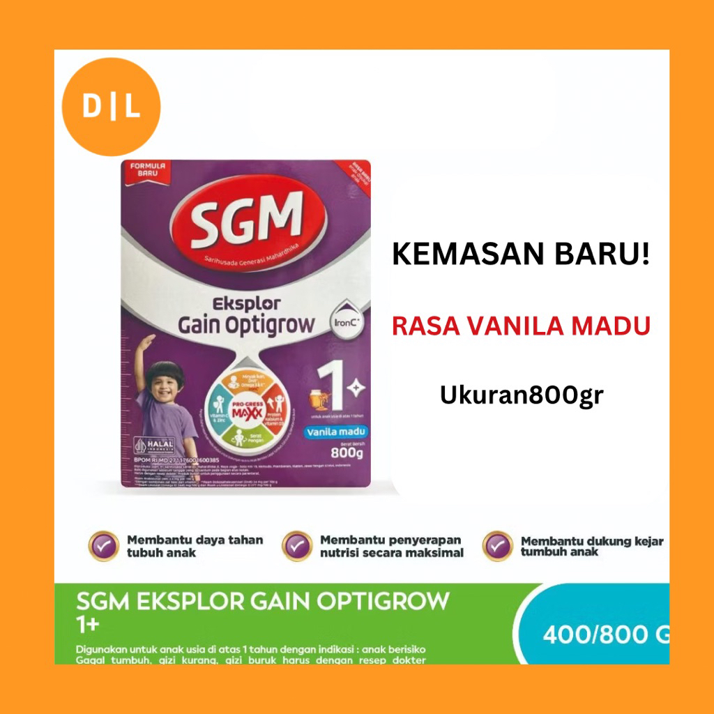 SGM EKSPLOR GAIN OPTIGROW 1+ 800gr / SUSU PERTUMBUHAN SGM UNGU 800 gr