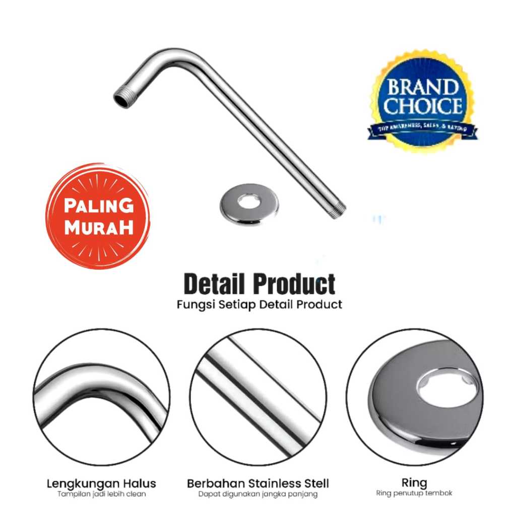 Shower Pipe Pipa Tiang Shower Mandi Gantung Wall Shower Pipa Dinding Tembok Bracket Shower Gantung A