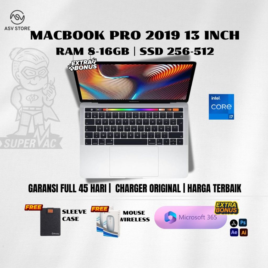 MACBOOK PRO 2019 CTO CORE I7 RAM 16GB SSD 512GB 4 THUNDERBOLT LAPTOP APPLE ORIGINAL V 2020 M1