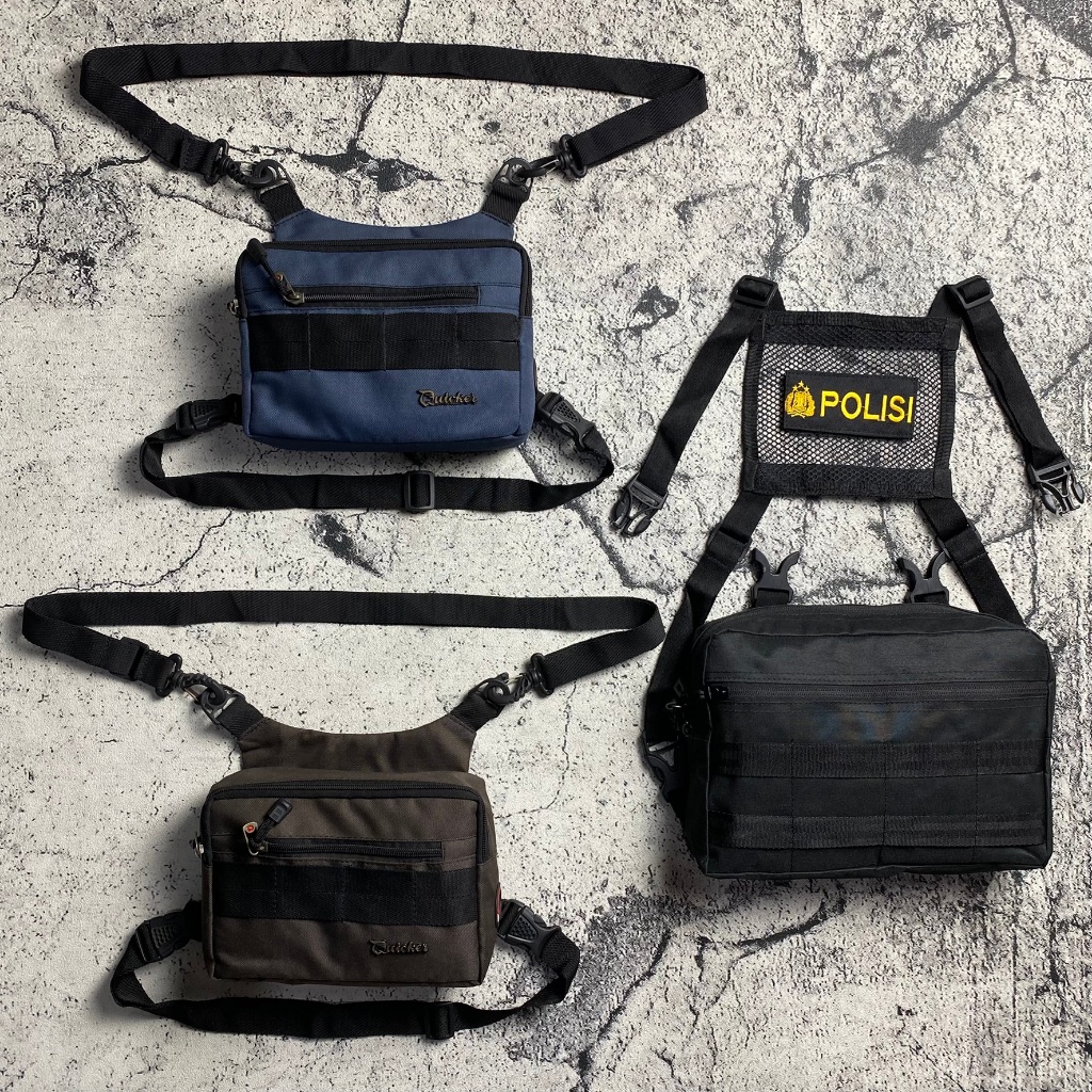 Tas Dada CHES BAG Tactical Outdoor Hitam POLRI Tas Dada Polos Quicker