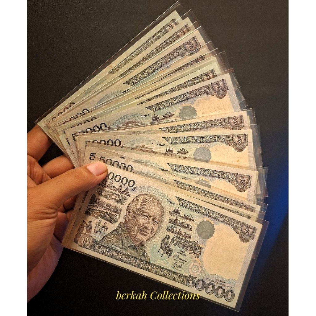 uang kertas  50 ribu bergambar  suharto sesuai foto