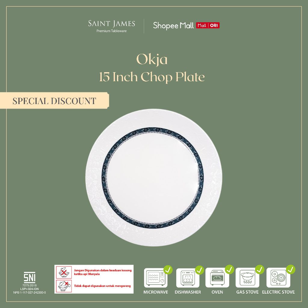 Saint James 15 Inch Chop Plate OKJA