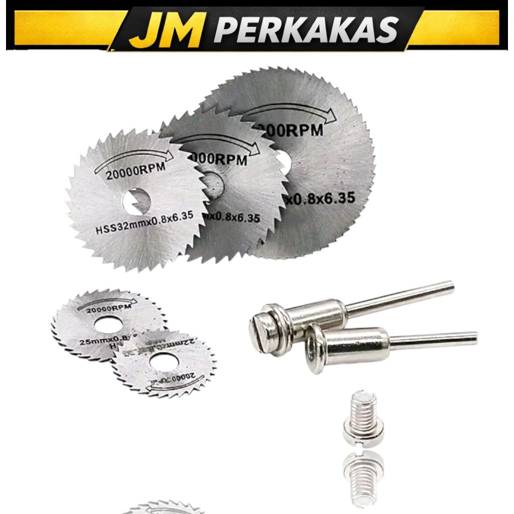 SET MATA GERGAJI MINI POTONG HSS / mini grinder 5pcs Gergaji 2pcs Mandrel