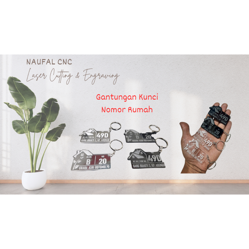 Gantungan Kunci Akrilik / Gantungan Kunci Nomor Rumah