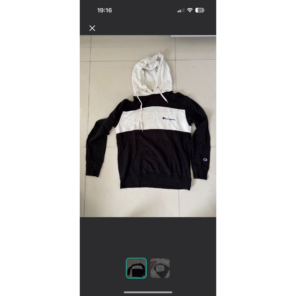 Champion Authentic American Athletic Apparel Hoodie Jumper Sweatshirt Navy White