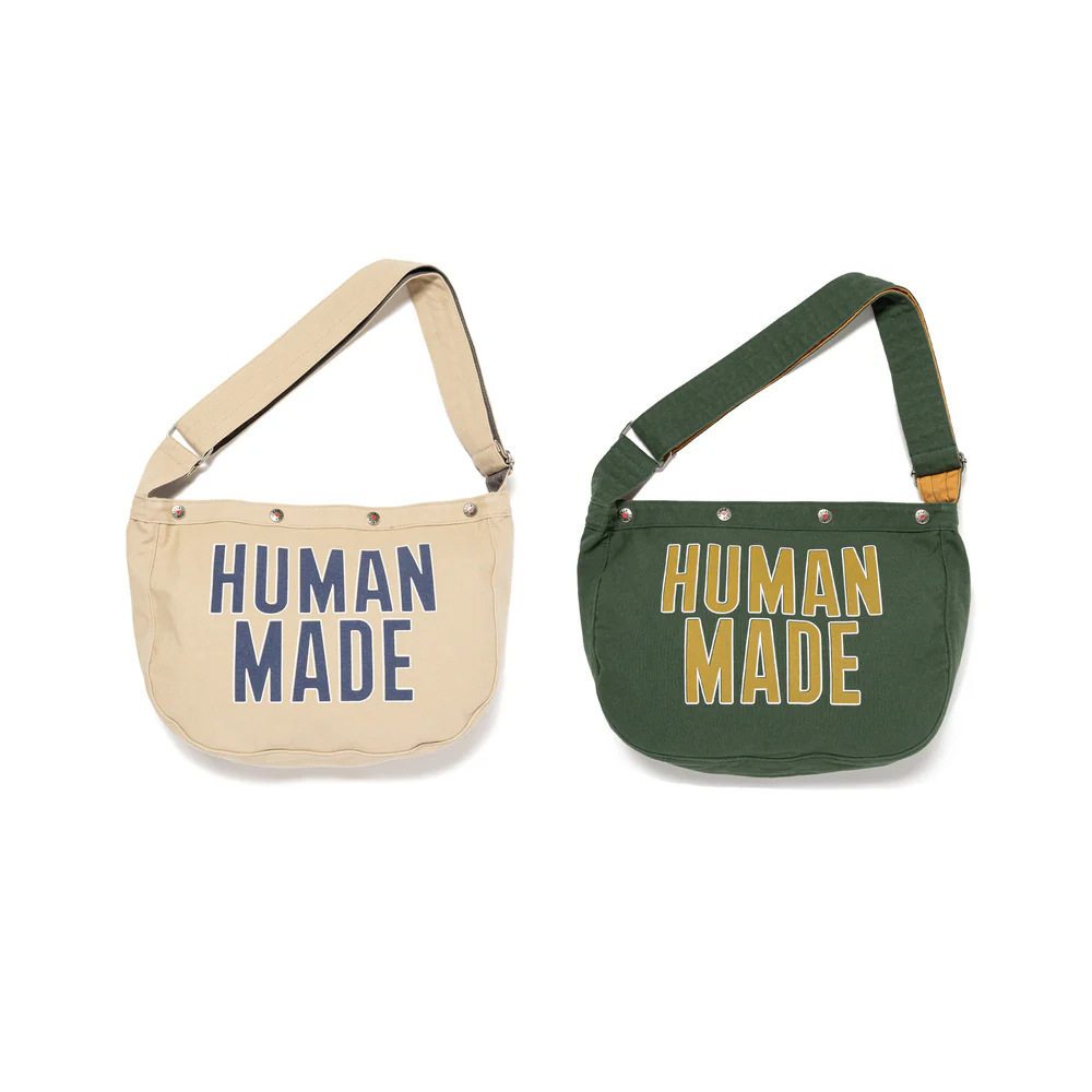 Human Made Canvas Shoulder Bag Original Tas Selempang Pria Wanita Logo Print Vintage Streetwear