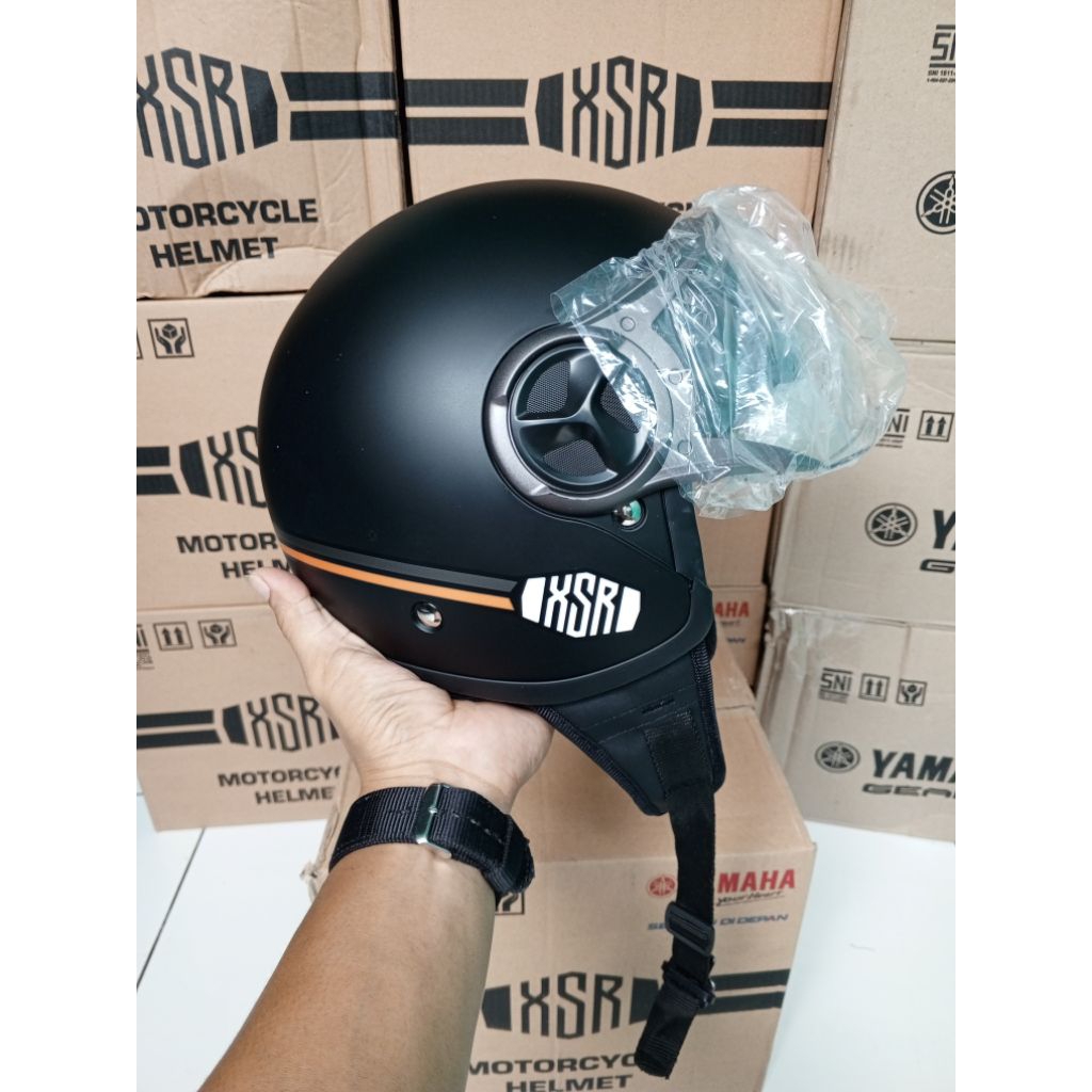 HELM RETRO CARGLOSS PRIA WANITA HALF MASK BOGO PILOT DEWASA XSR SNI ORIGINAL YAMAHA