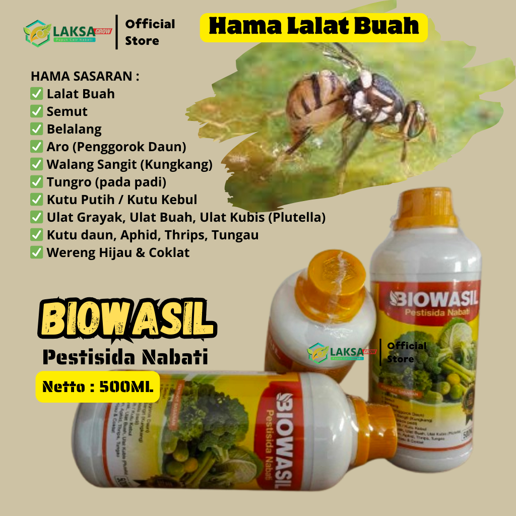 Insektisida Pestisida Organik Obat Hama BIOWASIL Pembasmi Lalat Buah Pada Semua Tanaman - Obat Pemba