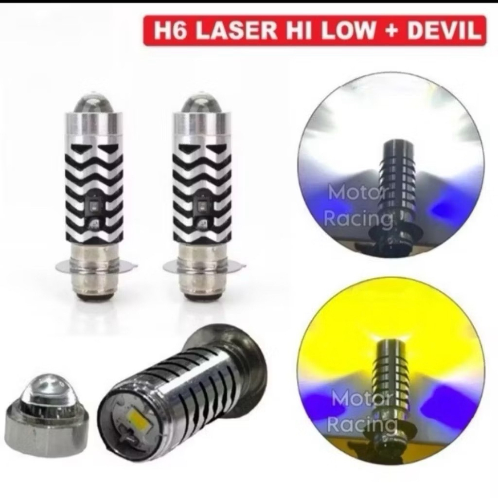 Lampu LED H6 Laser Motor Matic Bebek - 2 Warna, AC/DC, 15 Watt