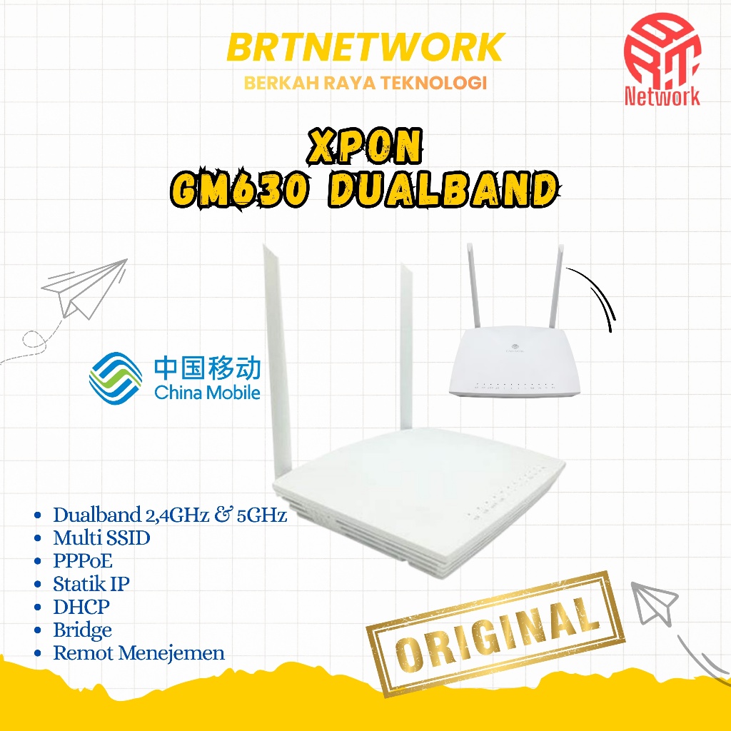 Modem Xpon GM630 Dualband  2,4GHz & 5GHz Uplink Ethernet - Garansi