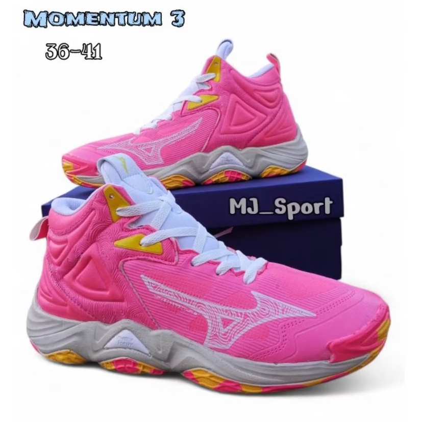 Sepatu Voli Wanita Mizuno Wave Momentum 3 Mid - Sepatu Volly Anak Anak Terbaru Keren Kekinian
