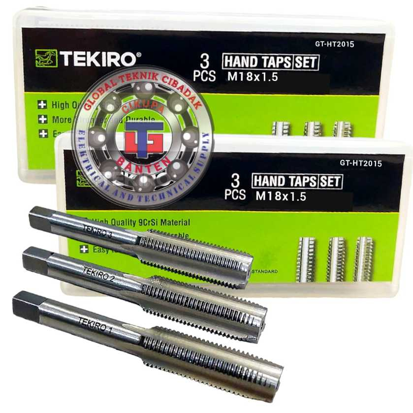 Hand Tap Set M18 X 1.5 mm 3 Pcs Tekiro - 1 Set Hand Tap M18x1.5 mm Tekiro