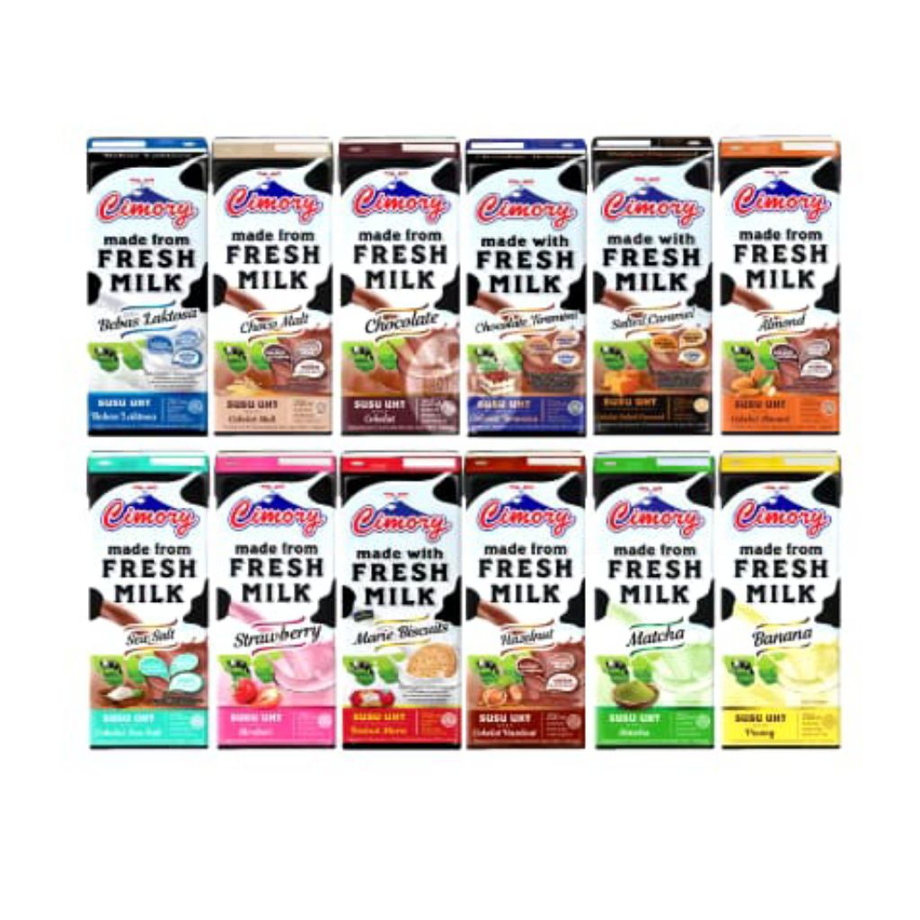 Susu UHT Cimory 250 ml - Rasa Almond, Choco Malt, Salted Caramel