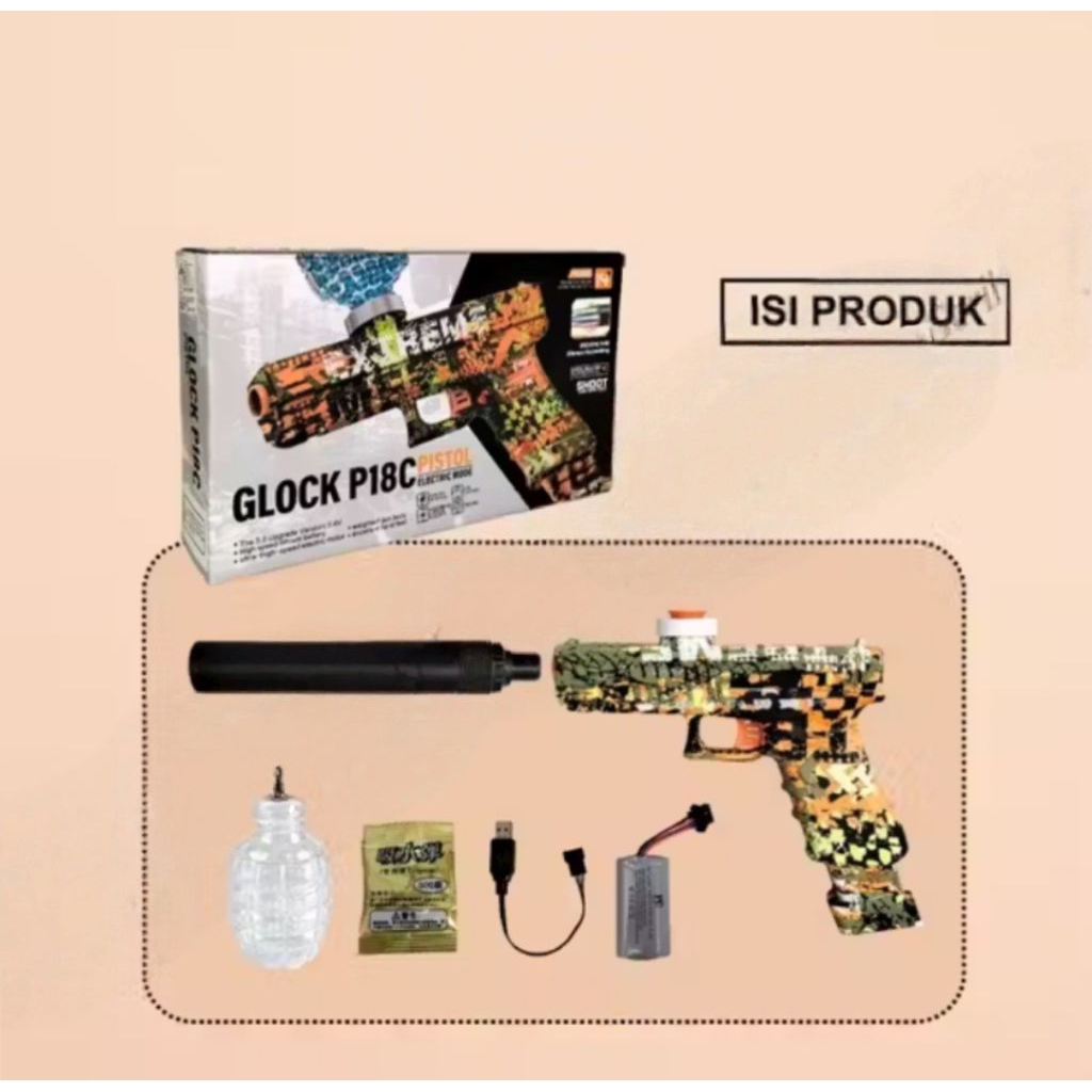 Mainan Tembakan Glock P18C ada warna ada hitam