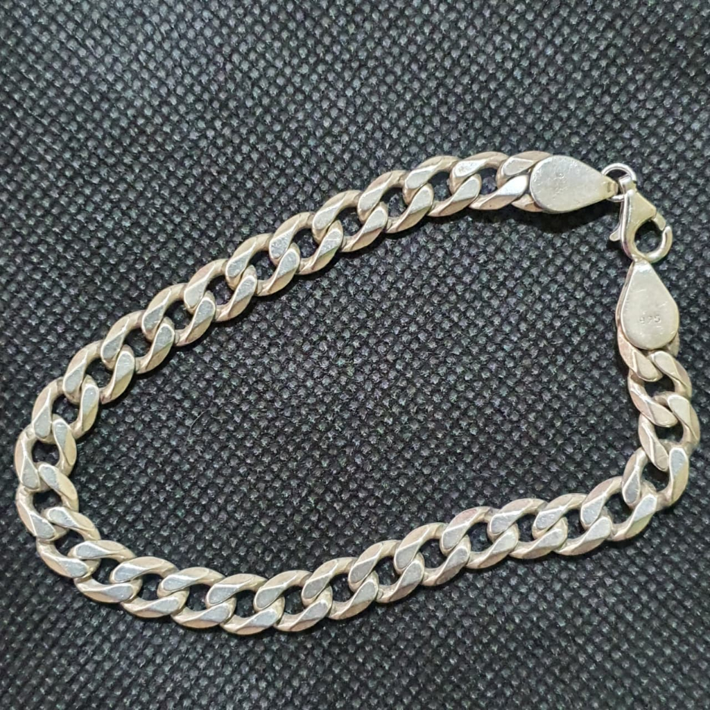 (Preloved) Gelang Tangan Rantai Pria Wanita Silver Perak Asli 925 Model Sisik Naga Lipan 20cm