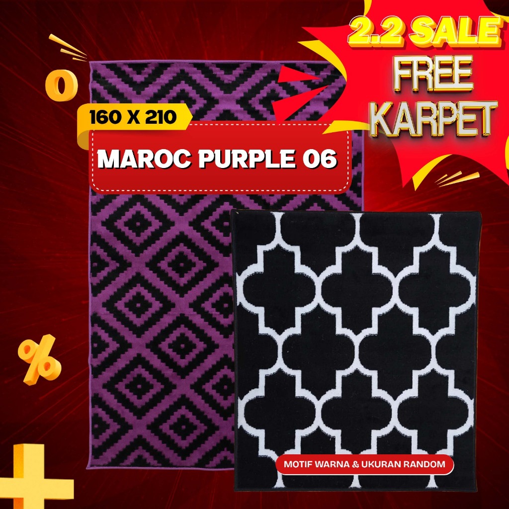 PROMO KARPET MAROC 160x210 MAROC PURPLE 06 + FREE KARPET