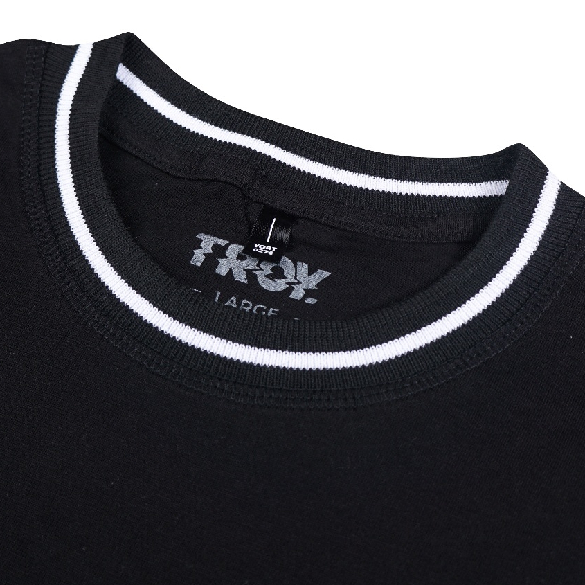 Troy Company Neck Strip Tshirt Black Basic Logo - Kaos Lengan Pendek Kaos Hitam KST 3052-2B1W