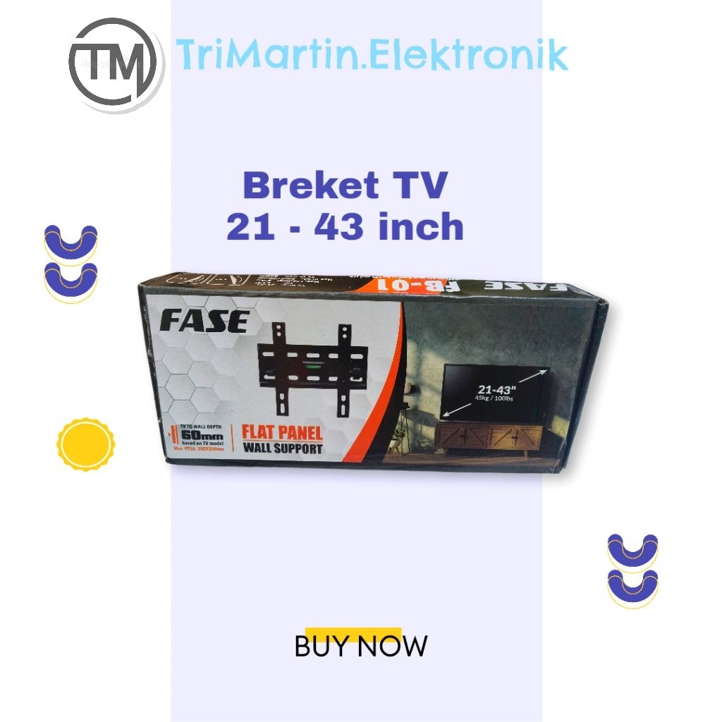 Termurah, Bracket Tv LED 21-43 inch, Fase Flat panel