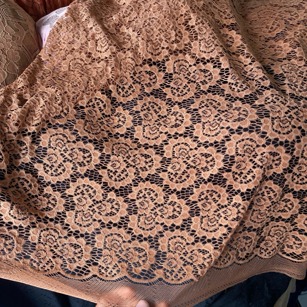 kain brokat katun warna coklat milo / brokat premium import garment